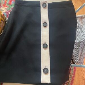 kate spade Black Mini Skirt with White Center Placket and Buttons